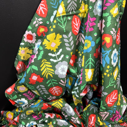 Pixel Garden Green - Bagru Indian Cotton Screen Print