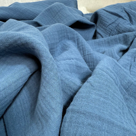 Organic Cotton Double Gauze - Denim Haze