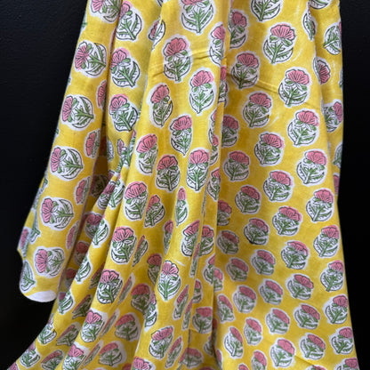 Floral Sunshine Buti - Bagru Indian Cotton Block Print