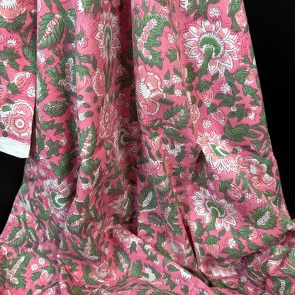 Folk Rose Trail - Bagru Indian Cotton Block Print