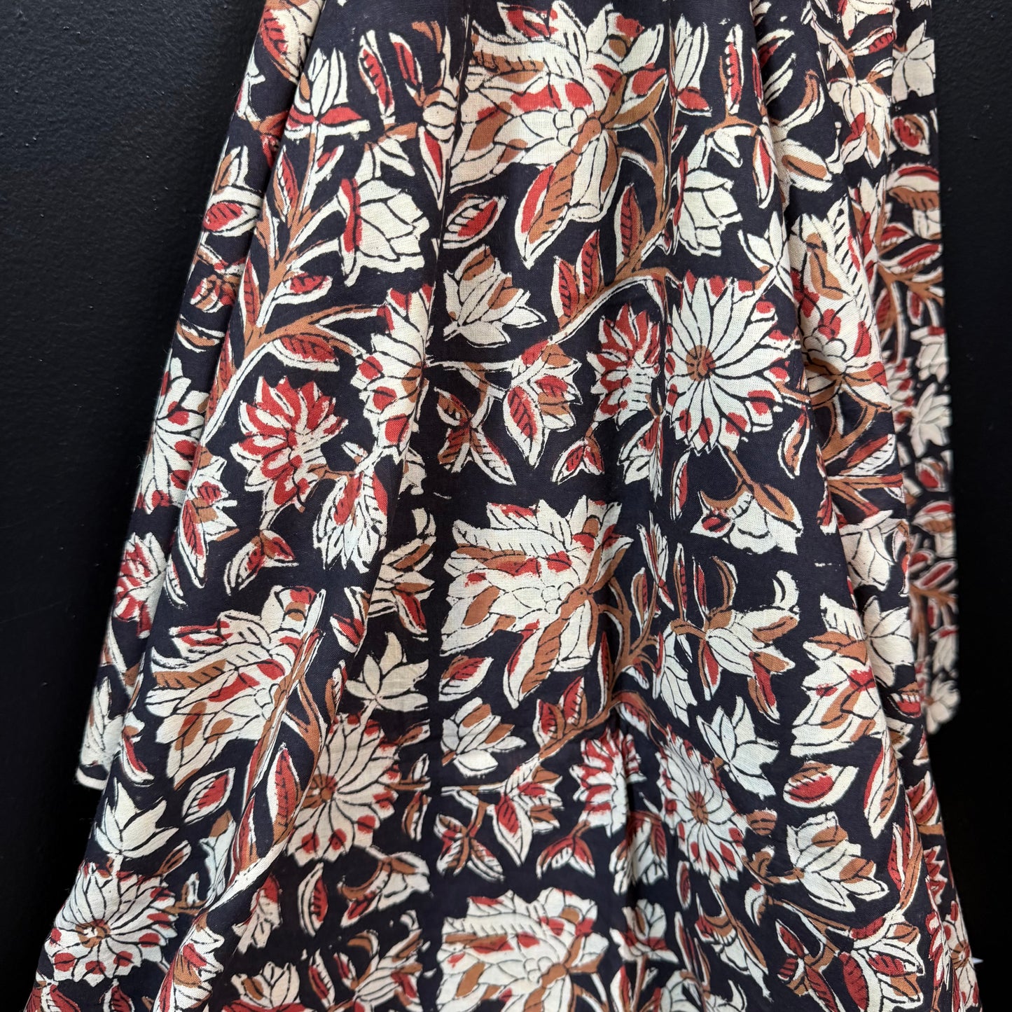 Ebony Blossom Vine - Bagru Indian Cotton Block Print