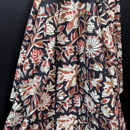 Ebony Blossom Vine - Bagru Indian Cotton Block Print