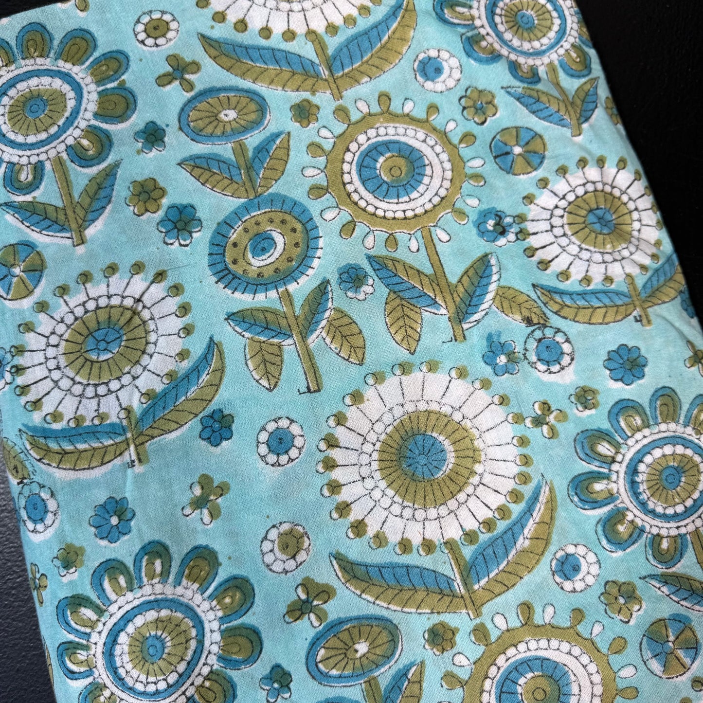 Retro Daisy Garden - Bagru Indian Cotton Block Print