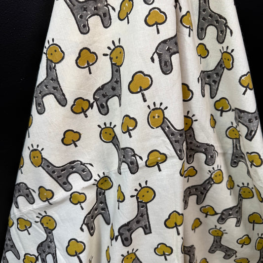 Happy Safari Grey - Bagru Indian Cotton Block Print