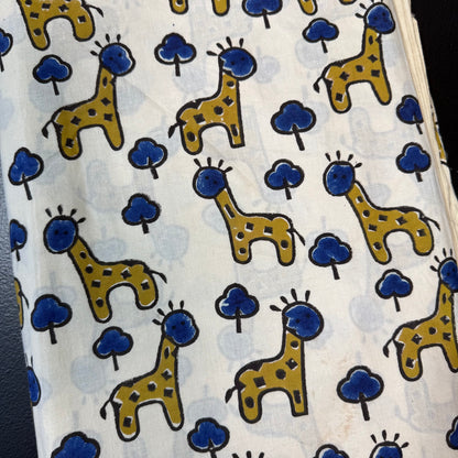 Happy Safari Mustard - Bagru Indian Cotton Block Print