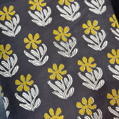 Folk Petal Bloom Midnight - Bagru Indian Cotton Block Print