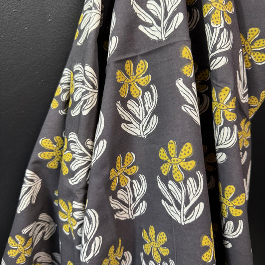 Folk Petal Bloom Midnight - Bagru Indian Cotton Block Print