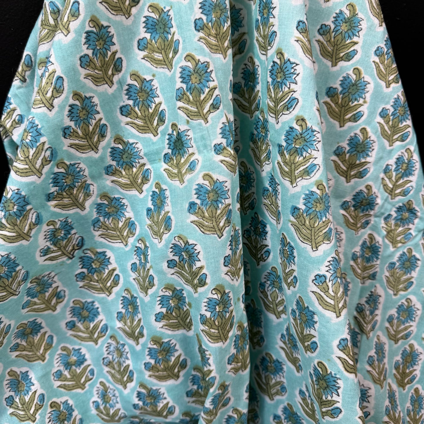 Blue Meadow Sprig - Bagru Indian Cotton Block Print