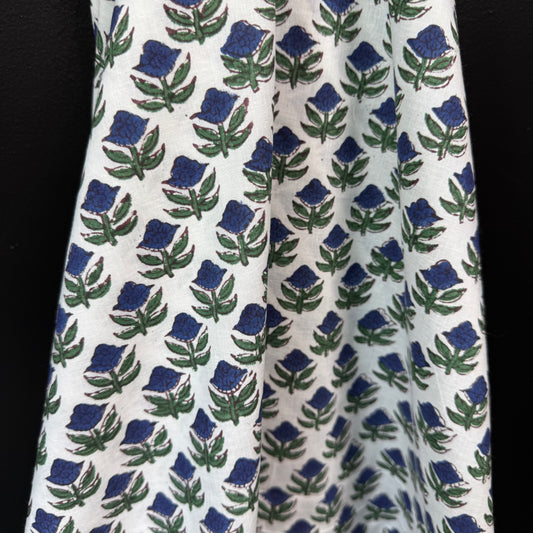 Blue Garden - Bagru Indian Cotton Block Print