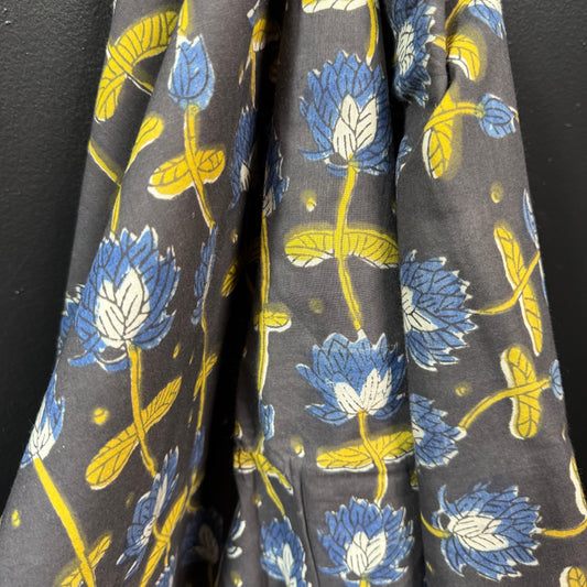 Twilight Bloom - Bagru Indian Cotton Block Print