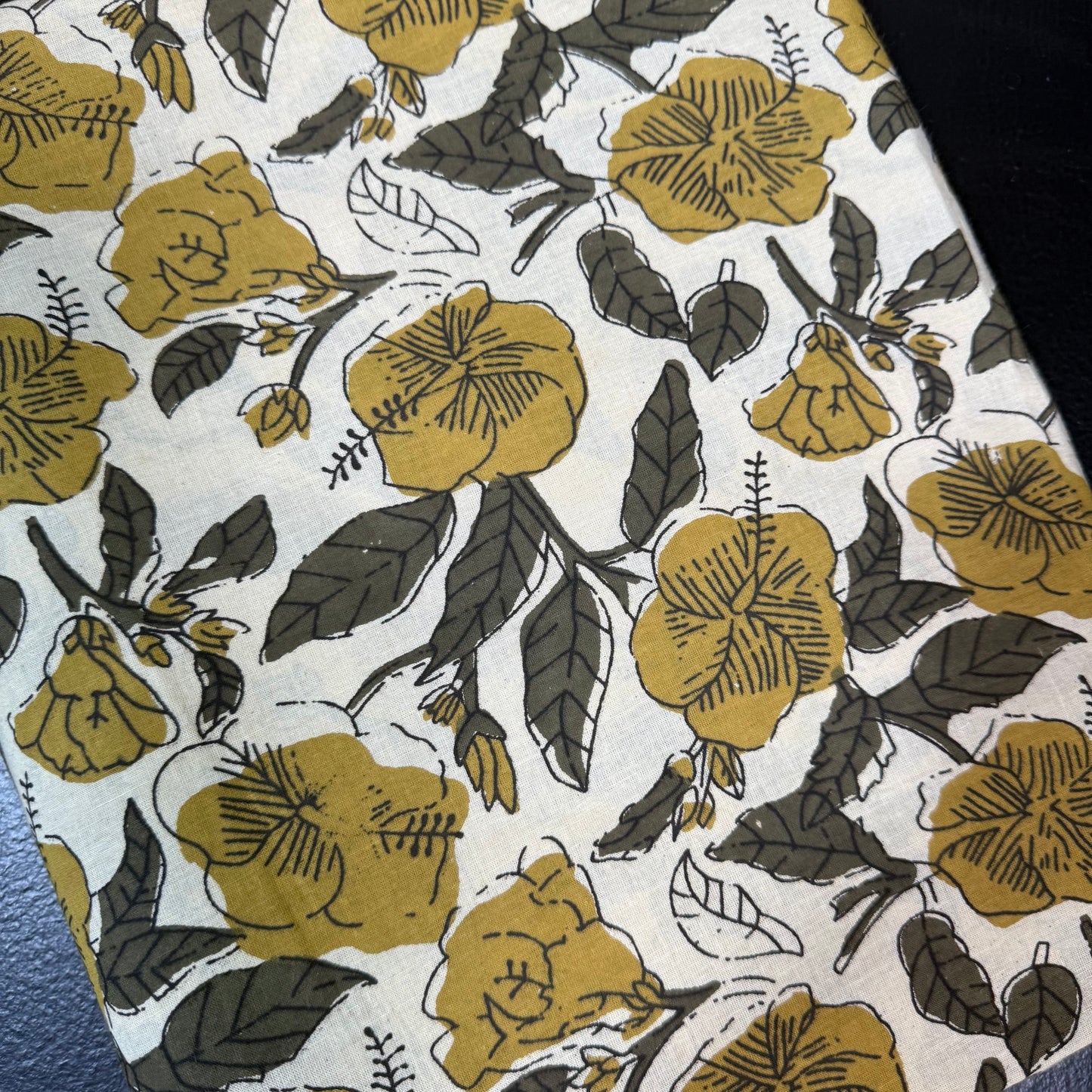 Olive Bloom - Bagru Indian Cotton Block Print