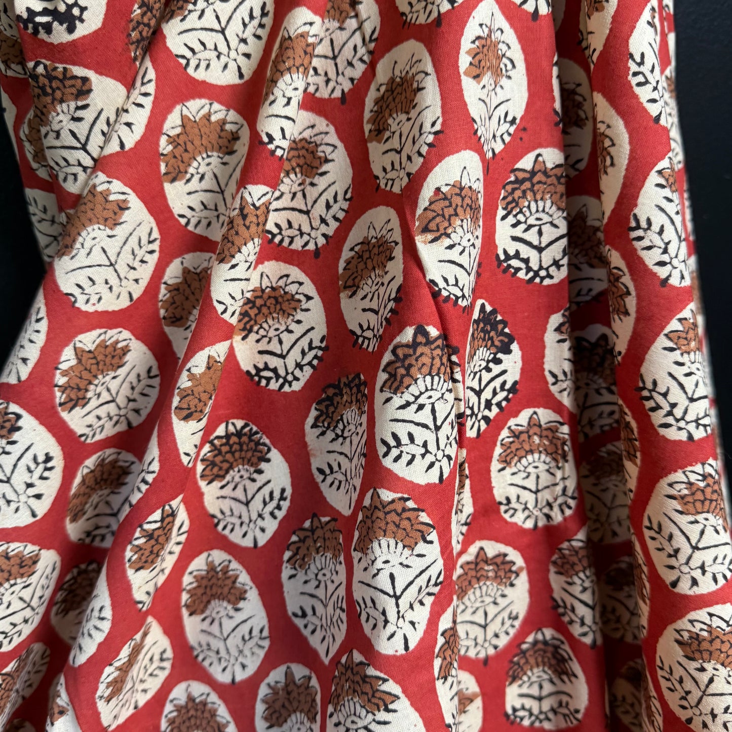 Rust Blossom Medallion - Bagru Indian Cotton Block Print