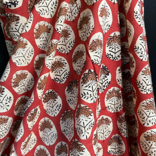 Rust Blossom Medallion - Bagru Indian Cotton Block Print