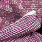Licorice Stripes + Petal Cascade Pink - Quilted Bagru Indian Cotton Block Print (Reversible)