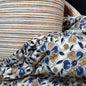 Cumin Stripe + Petals Indigo/Cumin  - Quilted Bagru Indian Cotton Block Print (Reversible)