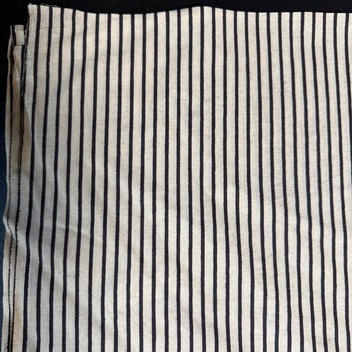 Charcoal Black Stripe - Bagru Indian Cotton Block Print
