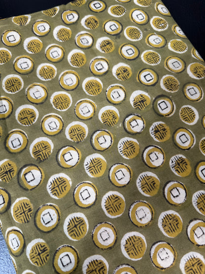 Deseret Tokens Moss - Bagru Indian Cotton Block Print