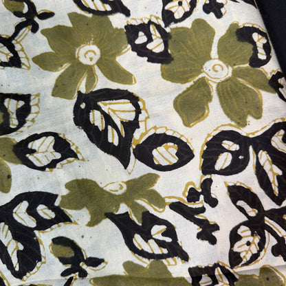 Olive Bloom - Bagru Indian Cotton Block Print