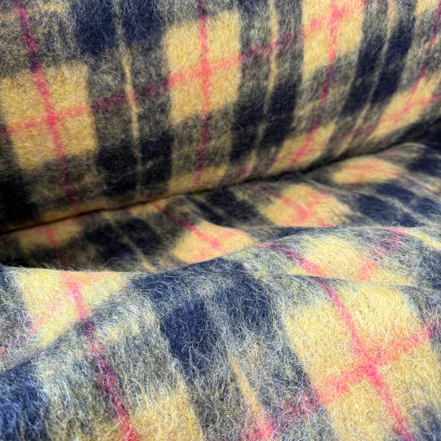 Campfire Glow Plaid Wool + Silk "Luxury Brand Deadstock" Coating - Made in Italy