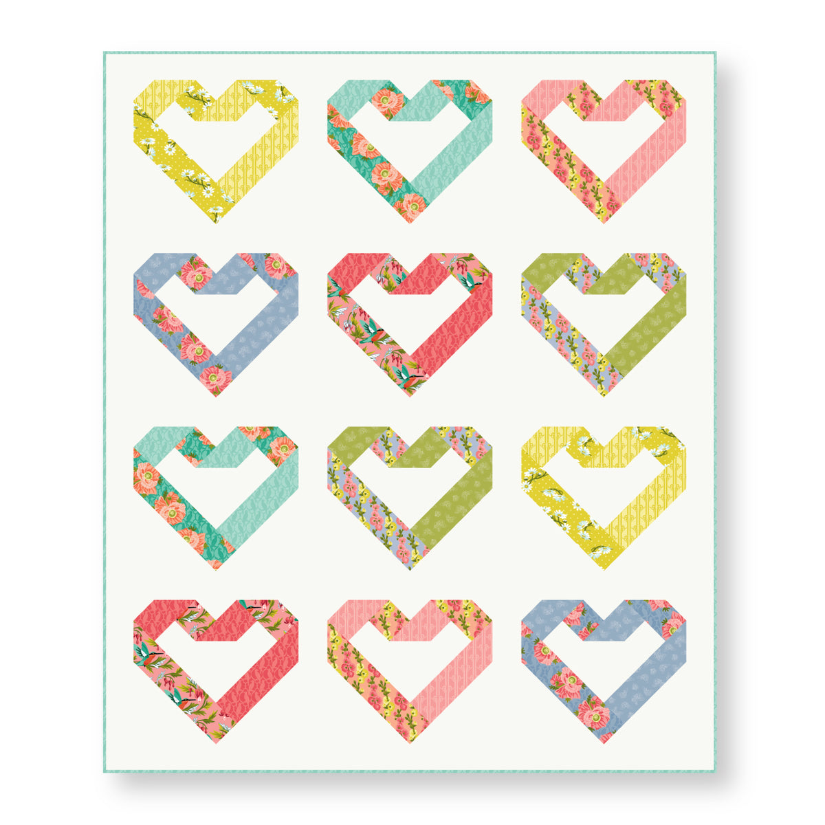 Fêtes Des Fleurs - Turquoise - Paint-By-Number Garden Party - Elle Crée - Cloud 9 Fabrics - Poplin