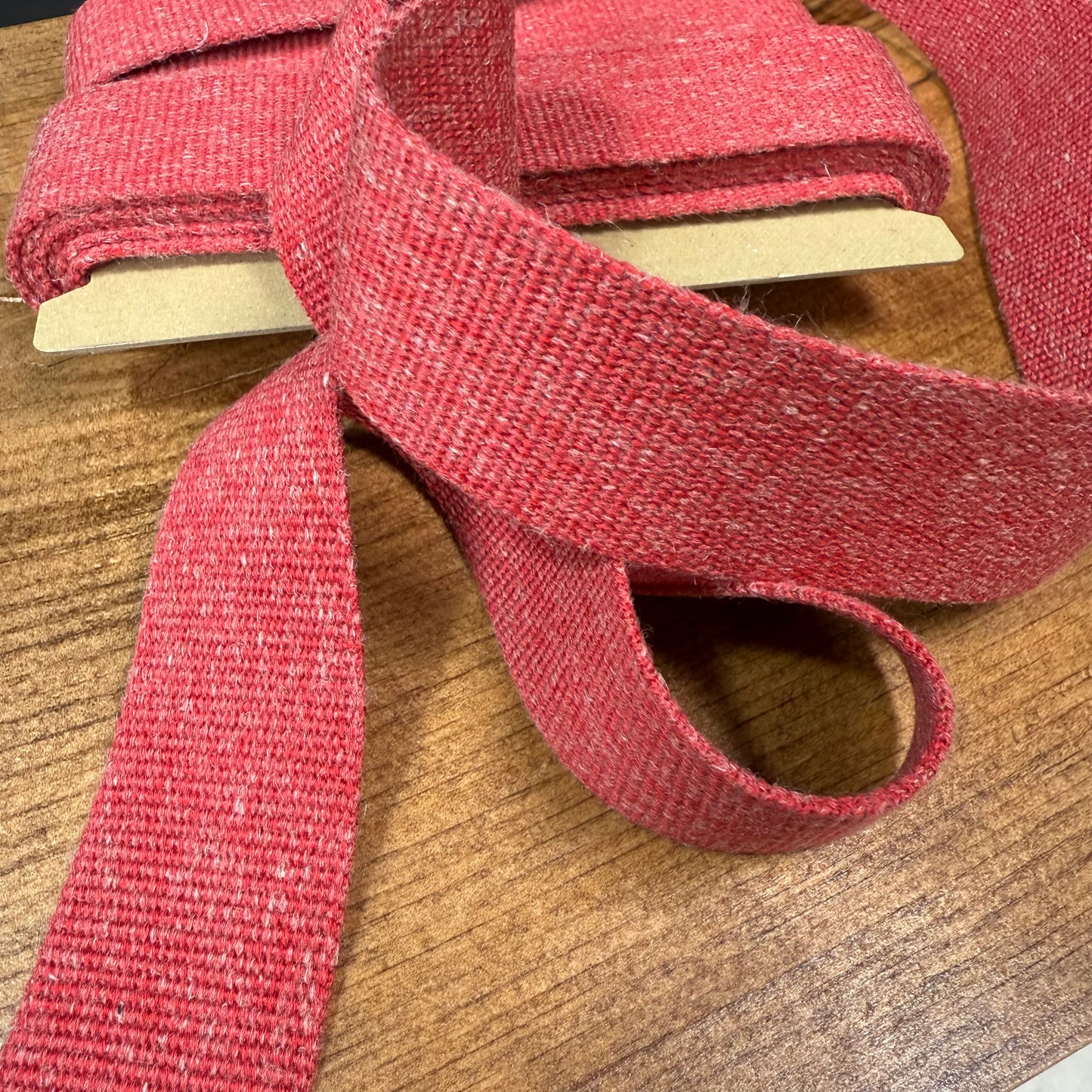 38mm Linen Blend Marble Webbing - Japanese Import - Red (sold per meter)