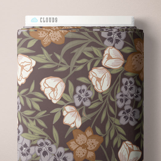 Hothouse Bouquet - Plum - Lisee Ree Designs - Midwinter Memories - Cloud 9 Fabrics - Organic Cotton Poplin