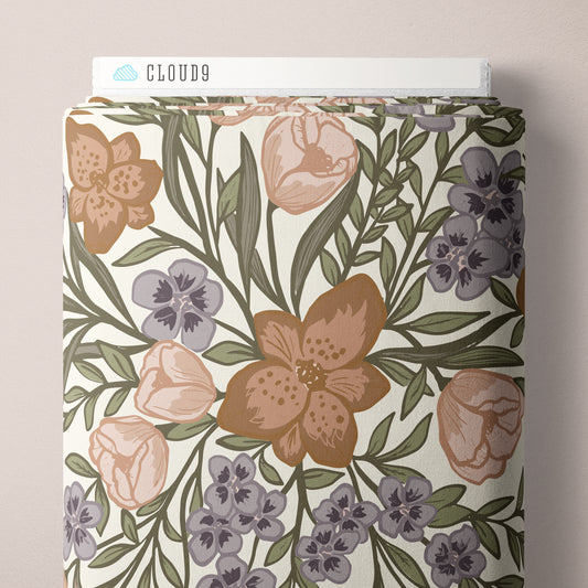 Hothouse Bouquet - Ivory - Lisee Ree Designs - Midwinter Memories - Cloud 9 Fabrics - Organic Cotton Poplin