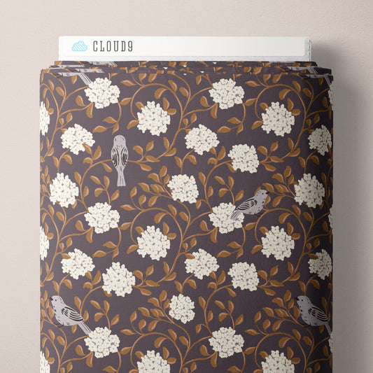 Birdsong - Plum - Lisee Ree Designs - Midwinter Memories - Cloud 9 Fabrics - Organic Cotton Poplin