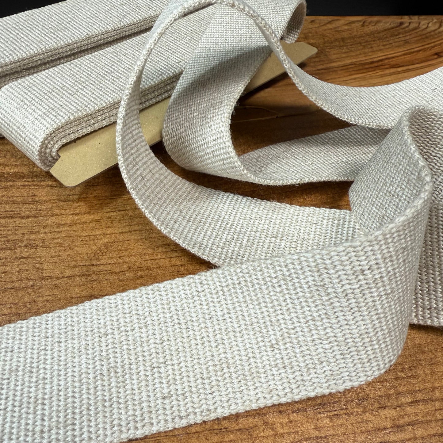 38mm Linen Blend Marble Webbing - Japanese Import - Off-White (sold per meter)