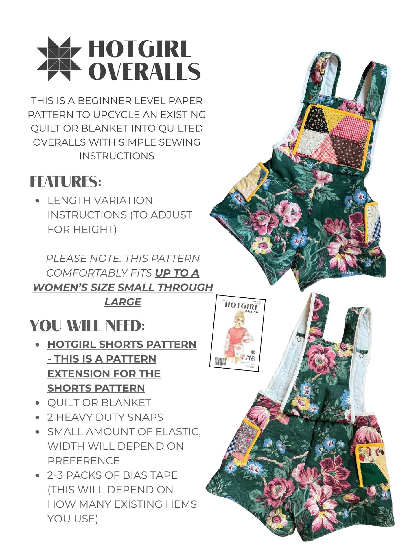Overalls (Extension) - Paper Pattern - Hot Girl Quilting