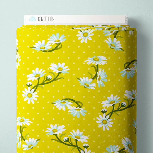 Daisies Looking Dapper - Sprout - Paint-By-Number Garden Party - Elle Crée - Cloud 9 Fabrics - Poplin