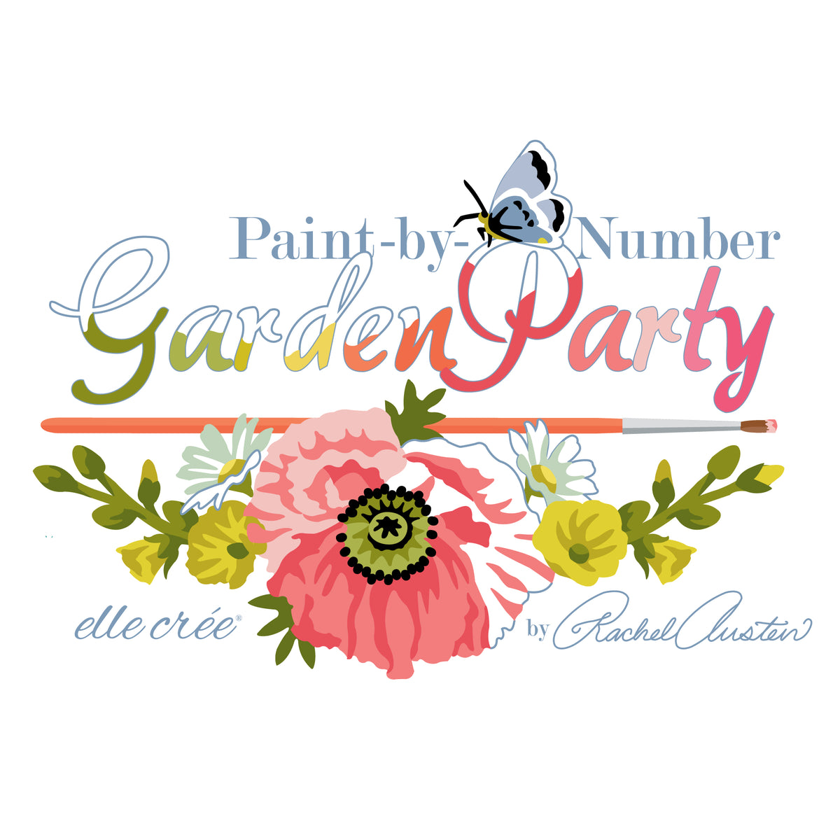 Fêtes Des Fleurs - Turquoise - Paint-By-Number Garden Party - Elle Crée - Cloud 9 Fabrics - Poplin