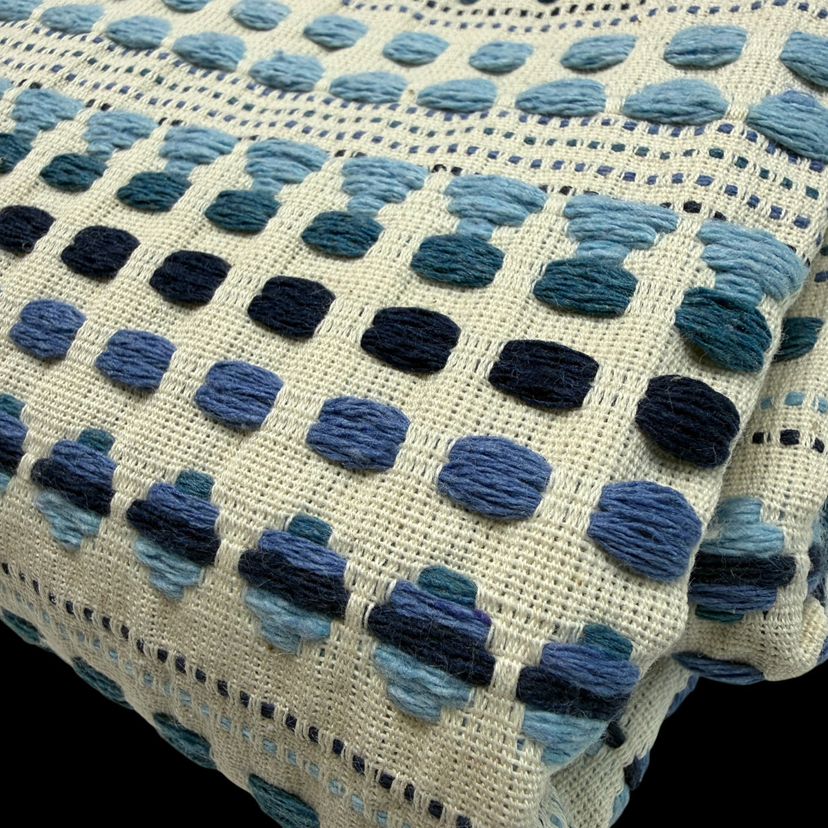Cotton Woven Mosaic Collection - Natural/Blues - 370 GSM
