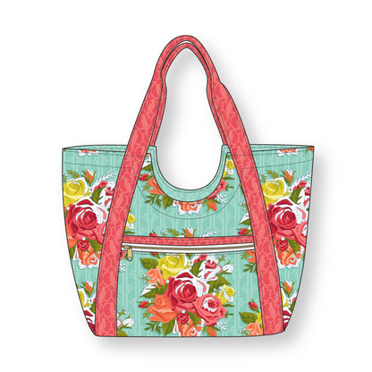 Fêtes Des Fleurs - Turquoise - Paint-By-Number Garden Party - Elle Crée - Cloud 9 Fabrics - Poplin