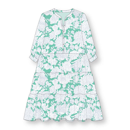 Fêtes Des Fleurs - Turquoise - Paint-By-Number Garden Party - Elle Crée - Cloud 9 Fabrics - Poplin