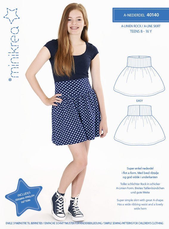 A - Line Skirt - Minikrea - Pattern - 8 - 16yrs - Simplifi Fabric