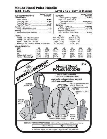 Adult Mount Hood Polar Hoodie Pattern - 543 - The Green Pepper Patterns - Simplifi Fabric