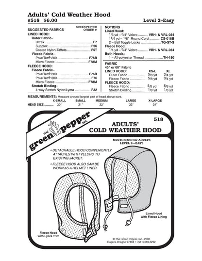 Adult’s Cold Weather Hood Pattern - 518 - The Green Pepper Patterns - Simplifi Fabric