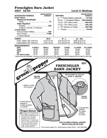 Adult’s Frenchglen Barn Jacket PDF Pattern - 537 - The Green Pepper Patterns - Simplifi Fabric