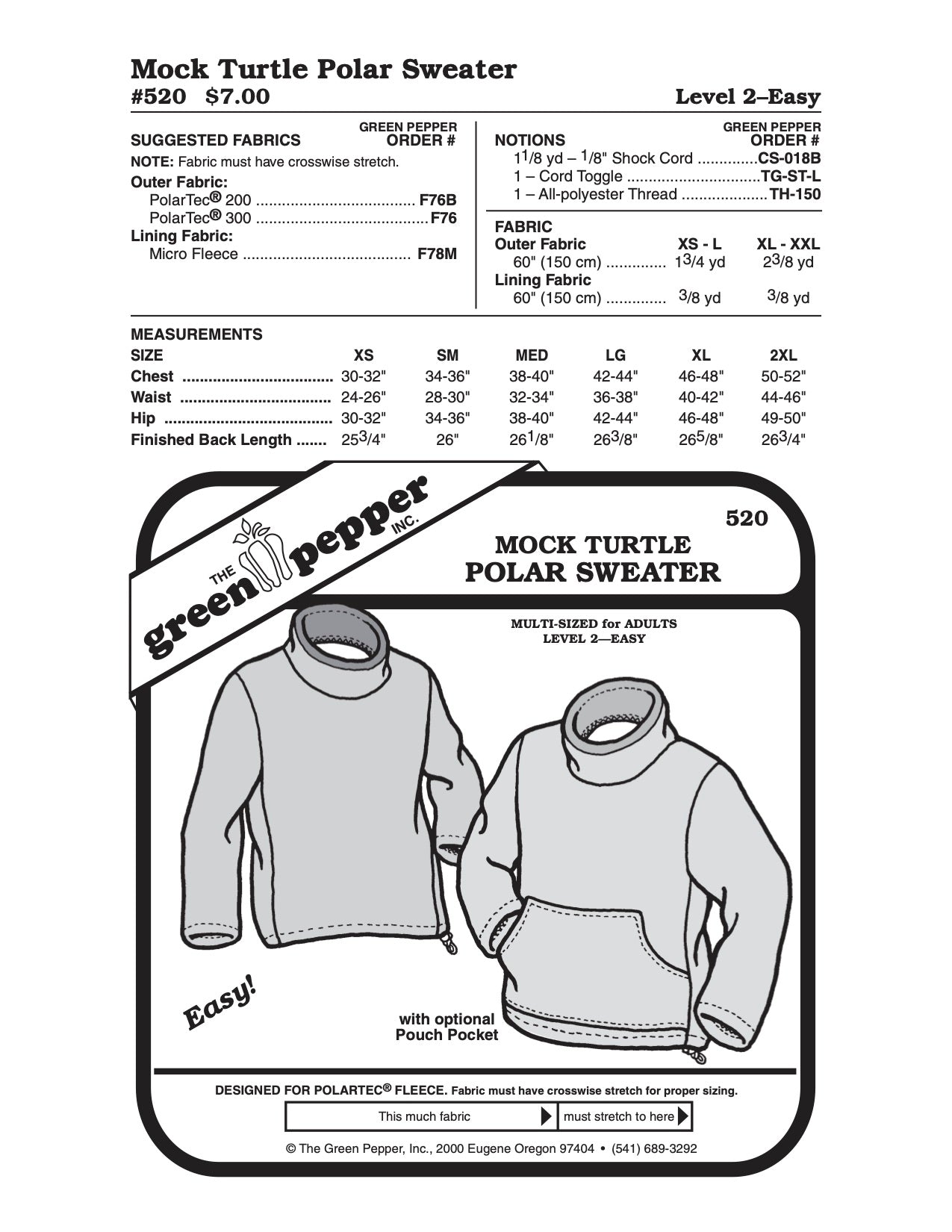 Adult’s Mock Turtle Polar Sweater Pattern - 520 - The Green Pepper Patterns - Simplifi Fabric