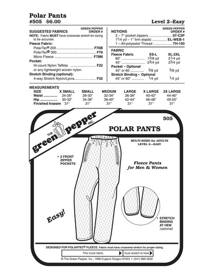 Adult’s Polar Pants Pattern - 505 - The Green Pepper Patterns - Simplifi Fabric