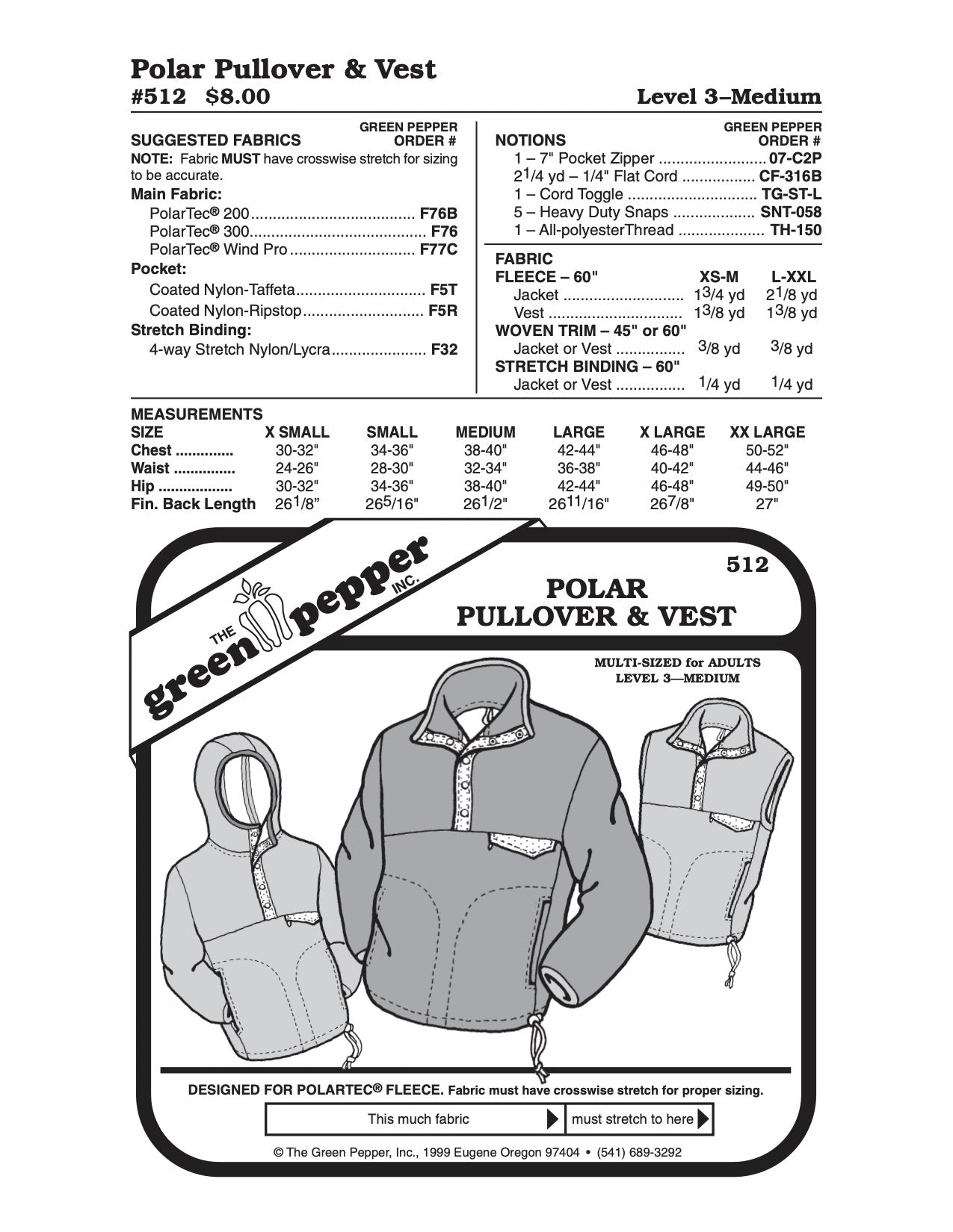 Adult’s Polar Pullover & Vest - 512 - The Green Pepper Patterns - Simplifi Fabric