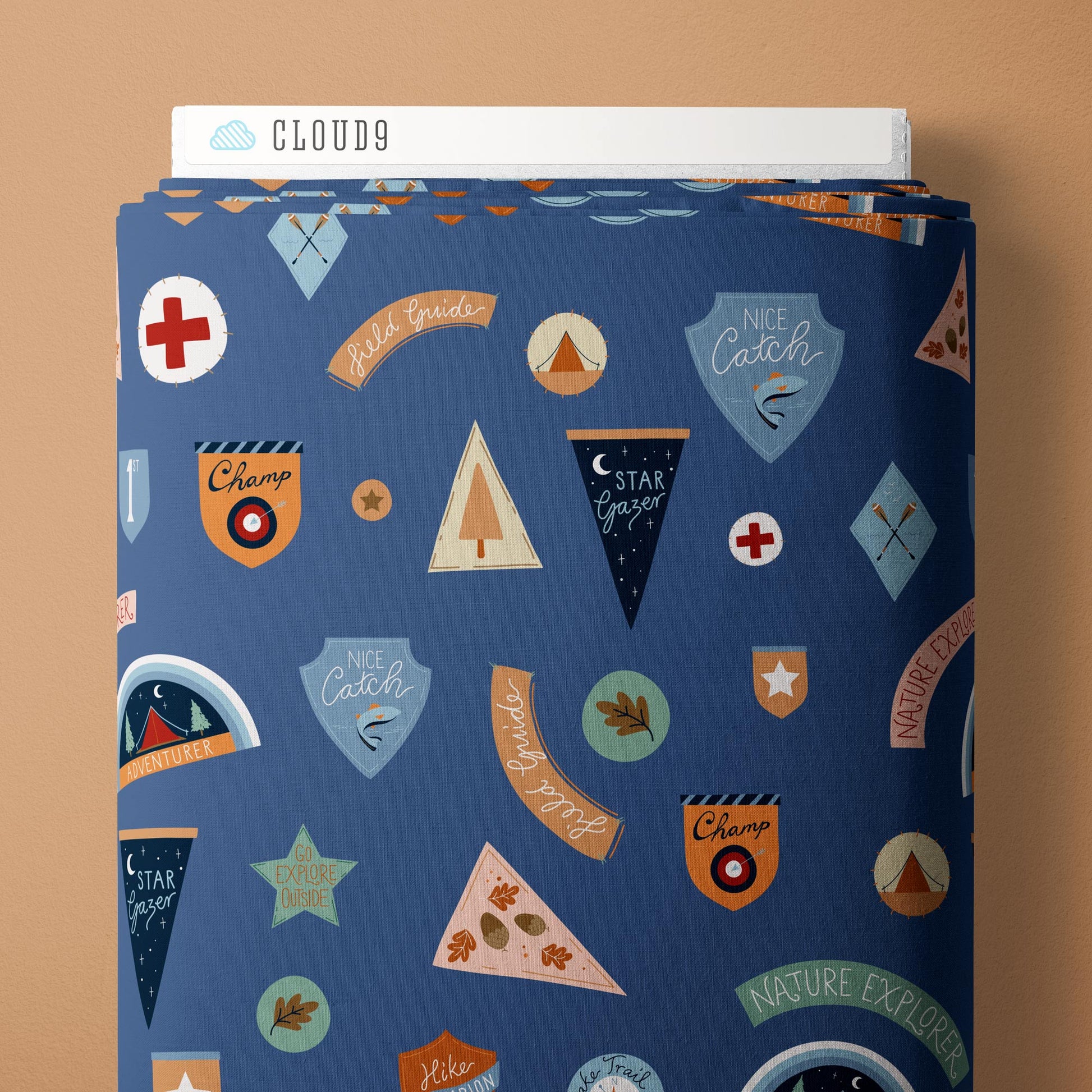 Adventure Club Campout - Blue - Backwoods and Boots - Softly Studio - Cloud 9 Fabrics - Poplin - Simplifi Fabric