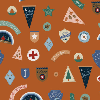 Adventure Club Campout - Rust - Backwoods and Boots - Softly Studio - Cloud 9 Fabrics - Poplin - Simplifi Fabric