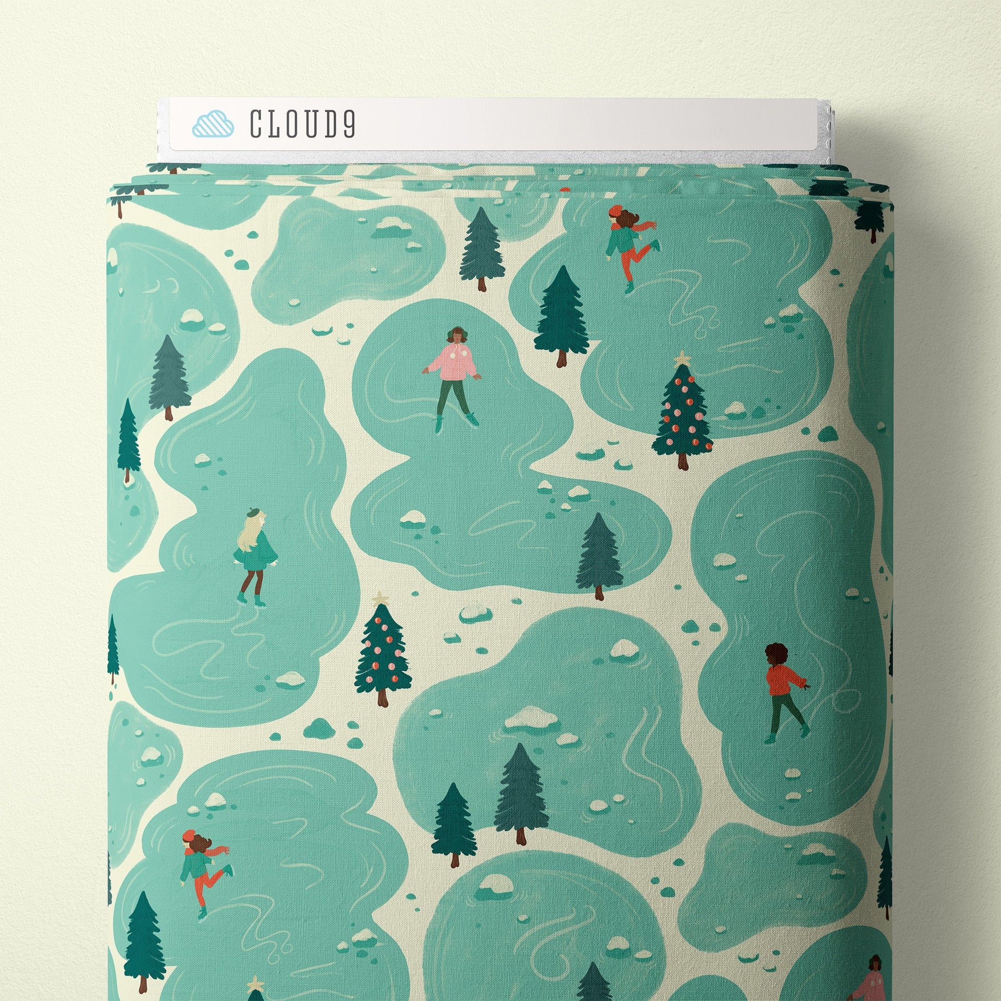 Afternoon Ice Skating - Bright Holiday - Charla Pettingill - Cloud 9 Fabrics - Poplin - Simplifi Fabric