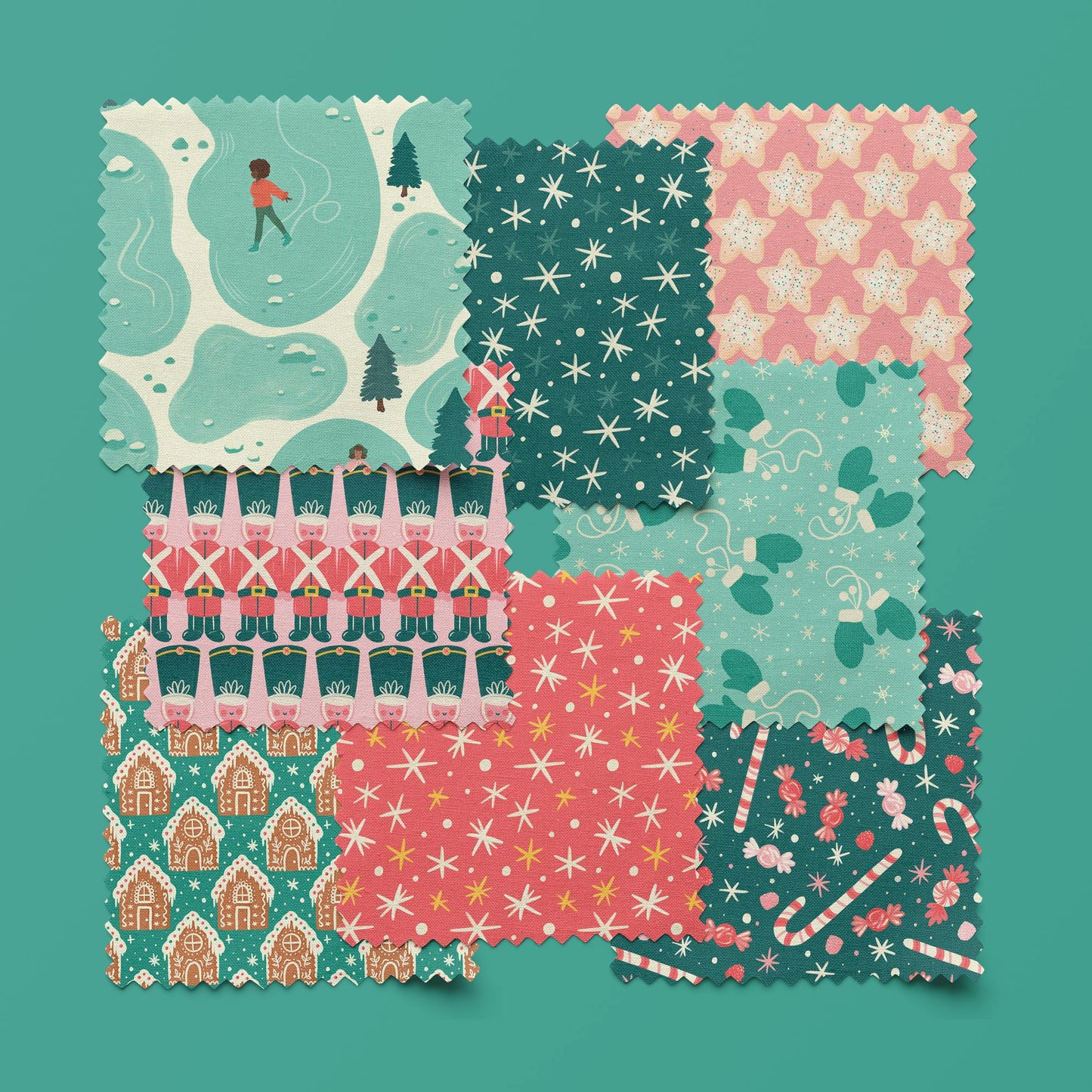 Afternoon Ice Skating - Bright Holiday - Charla Pettingill - Cloud 9 Fabrics - Poplin - Simplifi Fabric