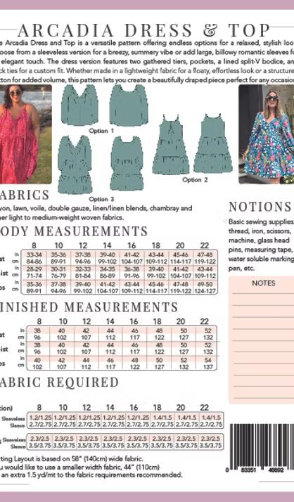 Arcadia Dress & Top - Paper Pattern - Sew to Grow - Simplifi Fabric