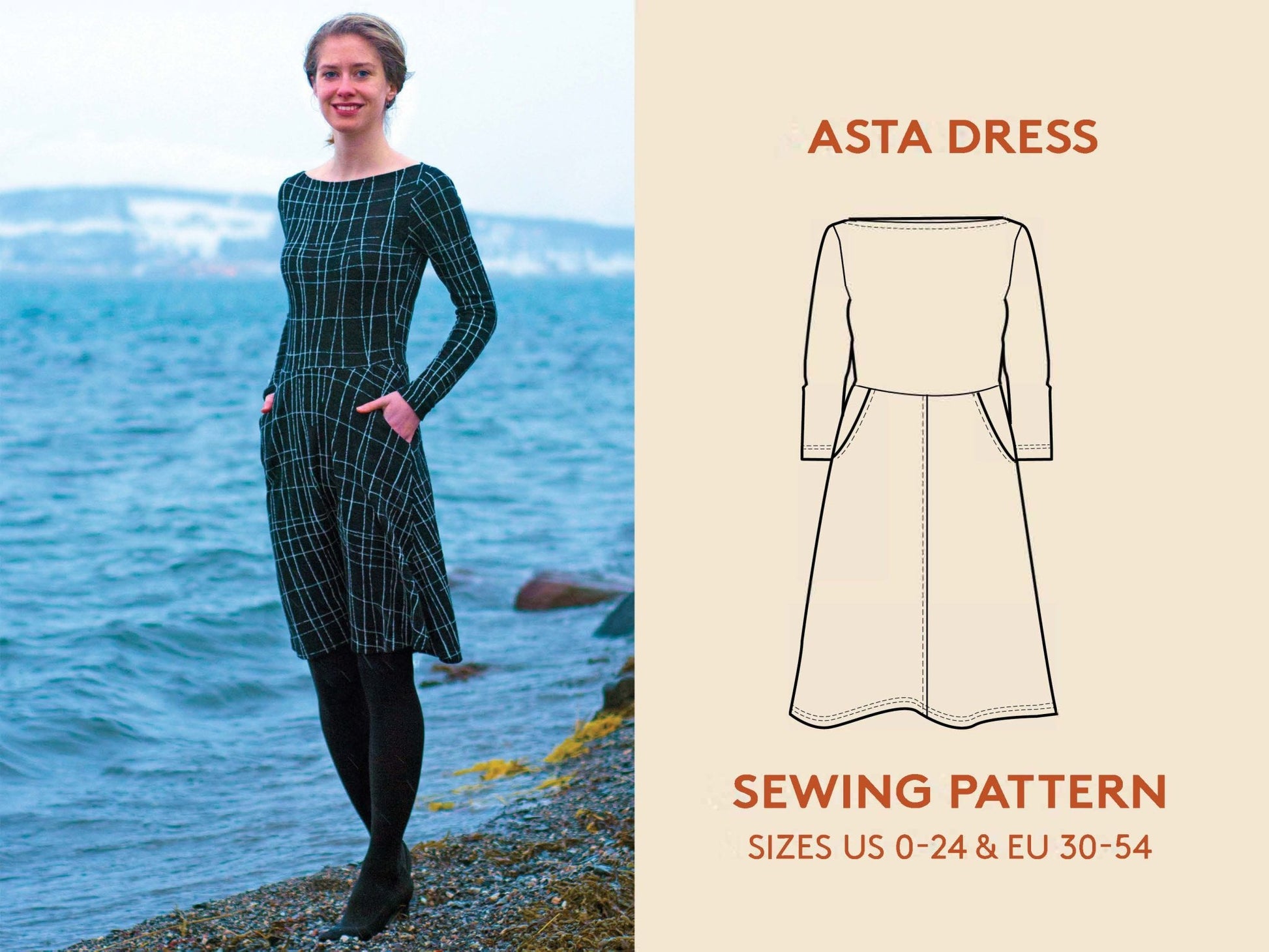 Asta Dress Womens Paper Pattern - Wardrobe by Me - Simplifi Fabric