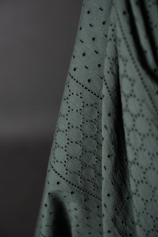 Atlas Green Eyelet Indian Cotton - Merchant & Mills - Simplifi Fabric