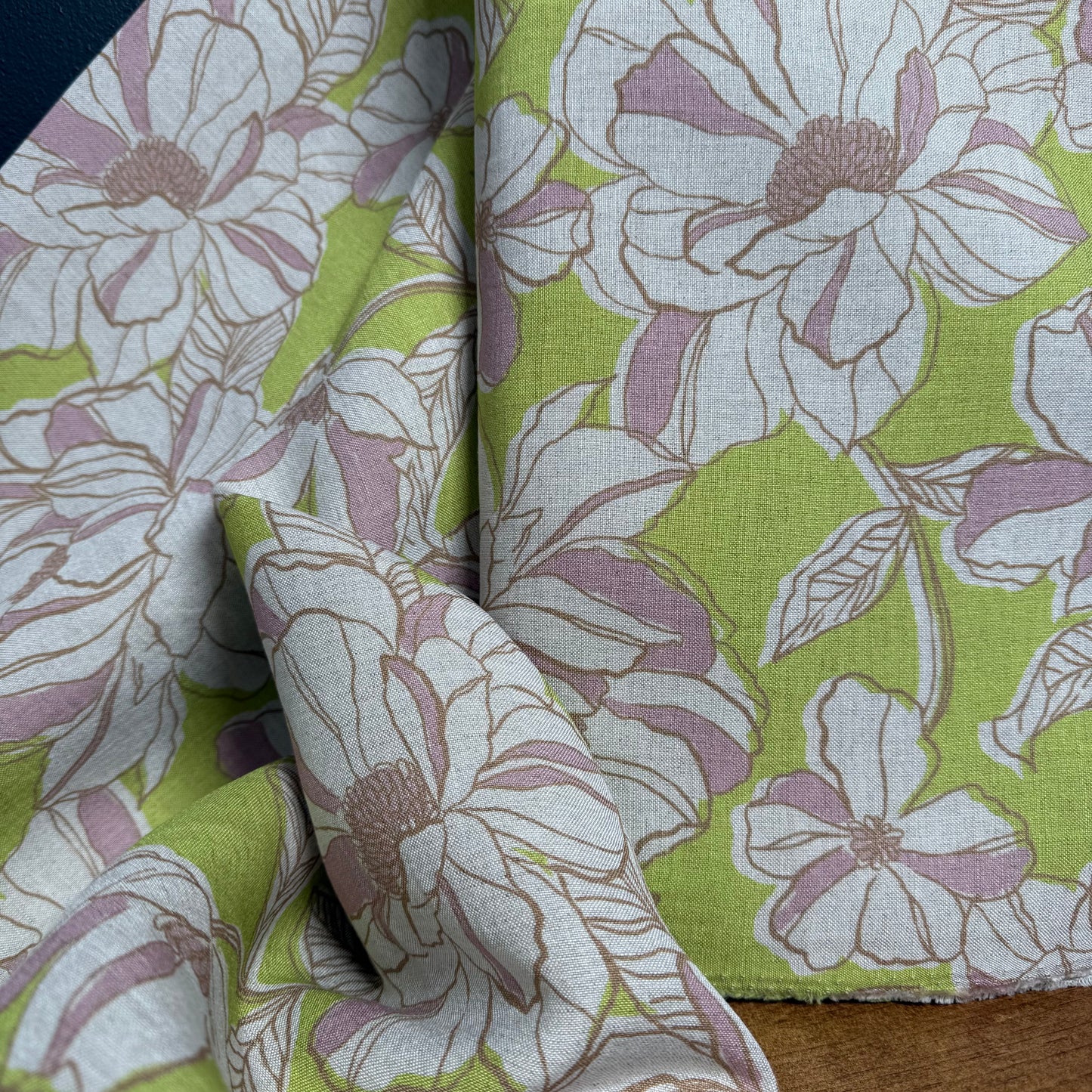 Botanical Viscose Linen - Lime/Pink